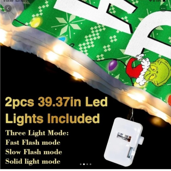 Grinch Green Happy Birthday Banner with LED Lights new - Picture 2 of 5